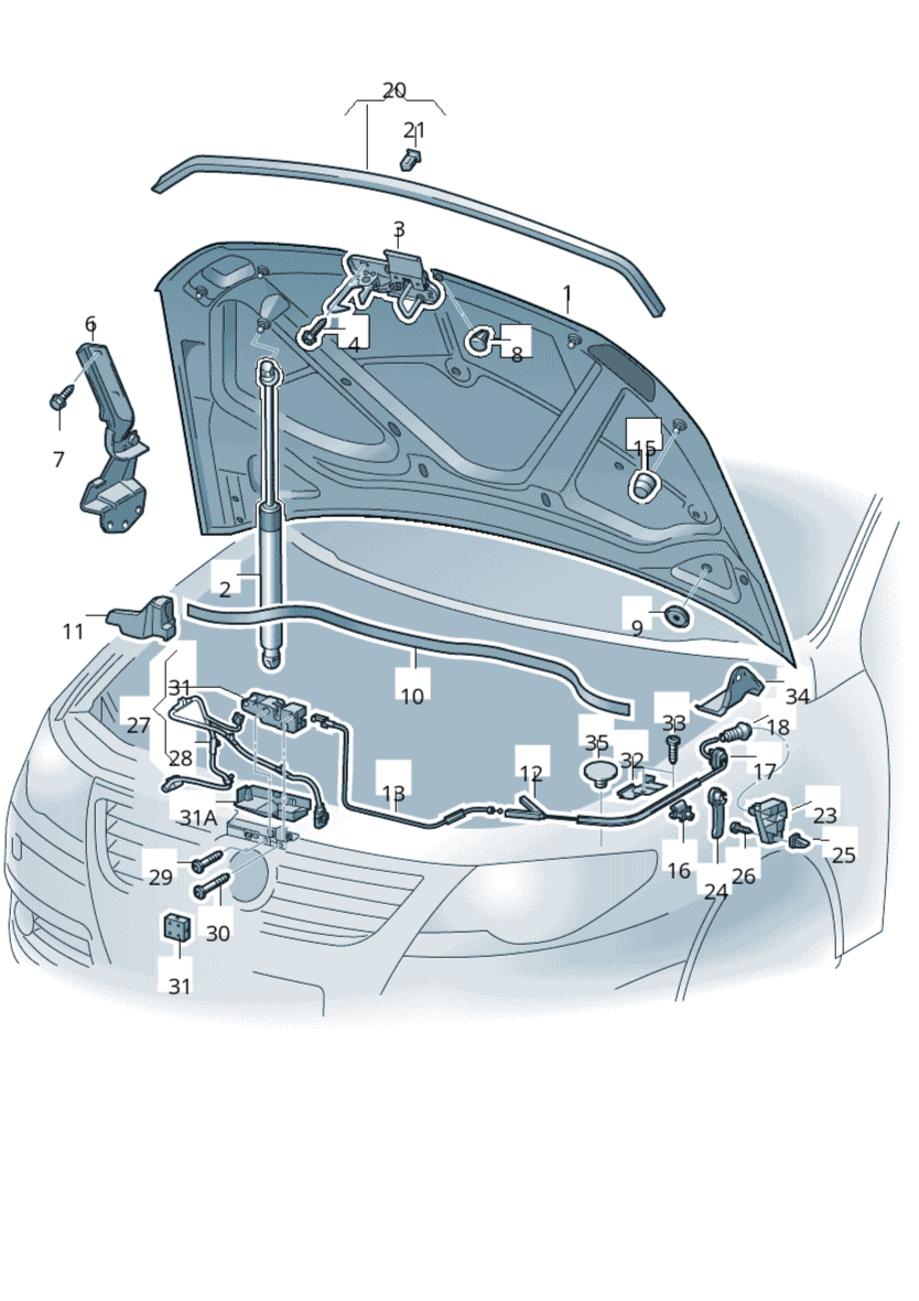 NEW GENUINE 2009-2015 VW VOLKSWAGEN PASSAT - FRONT BONNET RELEASE CABLE UNIT 3C2823531A